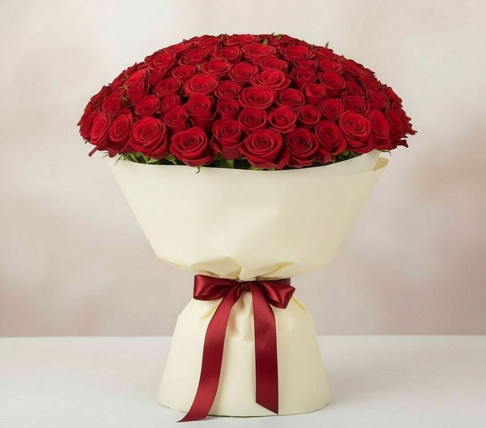 Букет 101 Красная роза Милано в Новодвинске