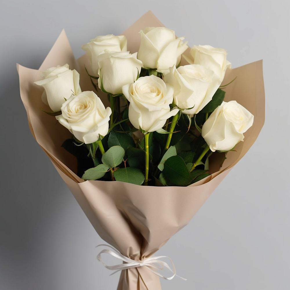 Букет 9 Белых роз Эдлесс Лав в Новодвинске