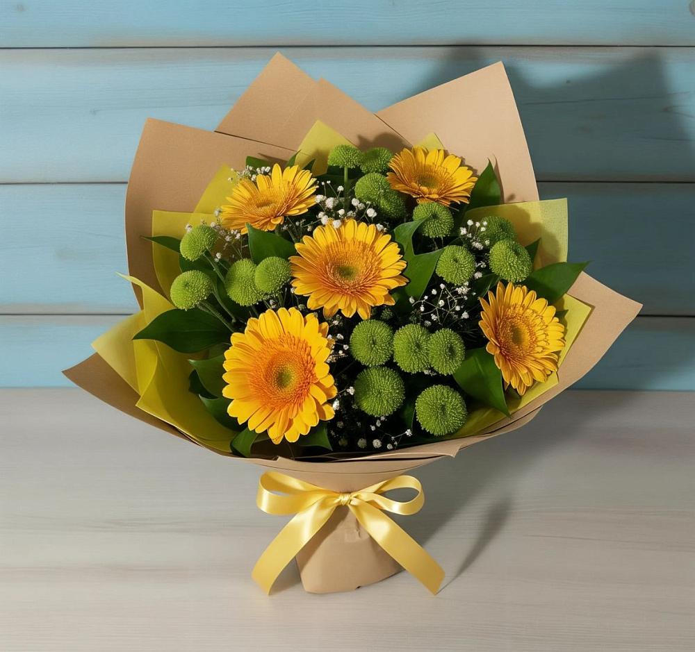 Букет цветов из: Герберы и Хризантемы в Новодвинске