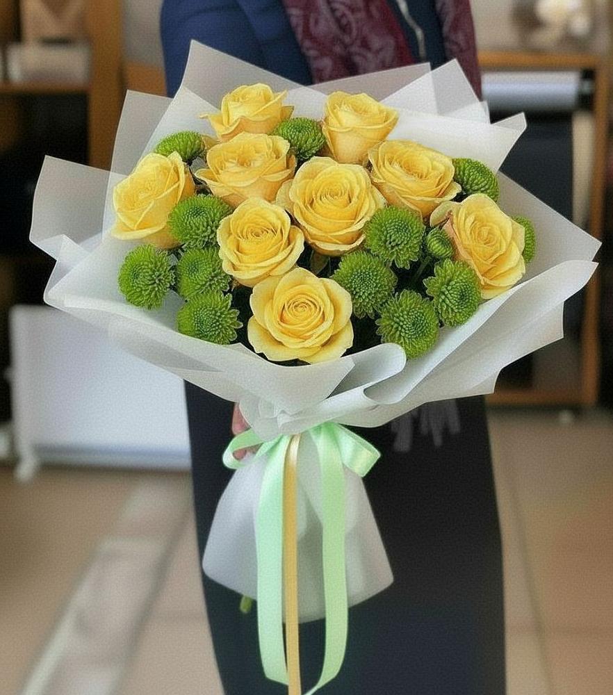 Букет цветов из: Хризантемы и Розы в Новодвинске