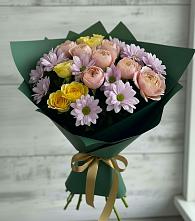 Букет цветов из:  Хризантемы и Розы в Новодвинске