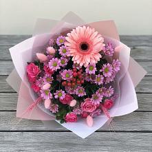 Букет цветов из:  Розы, Герберы и Хризантемы #REPLACE_PRED# Новодвинске
