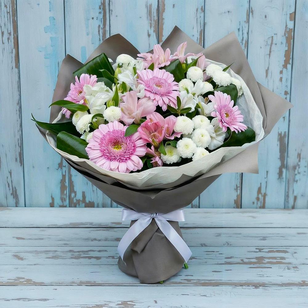 Букет цветов из: Герберы, Альстромерии и Хризантемы в Новодвинске