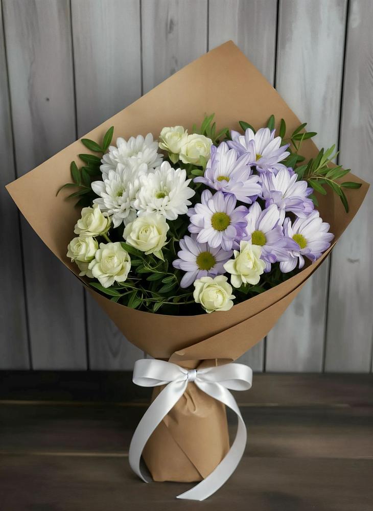 Букет цветов из: Хризантемы и Розы в Новодвинске